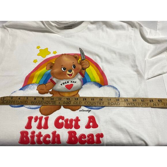 Untamed Ego T-Shirt Size Large White “I’ll Cut A B@#@ Bear” Rainbow Funny Tee - Picture 5 of 8